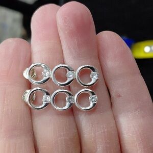 Triple Circle Sterling Silver Drop Earrings..925 Marked on backings. Very light.